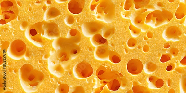 Fototapeta Cheese texture with holes creates a unique seamless pattern