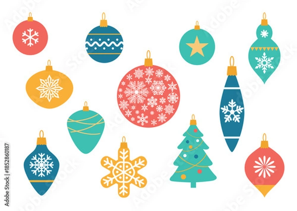 Obraz Christmas balls set. Vector illustration.