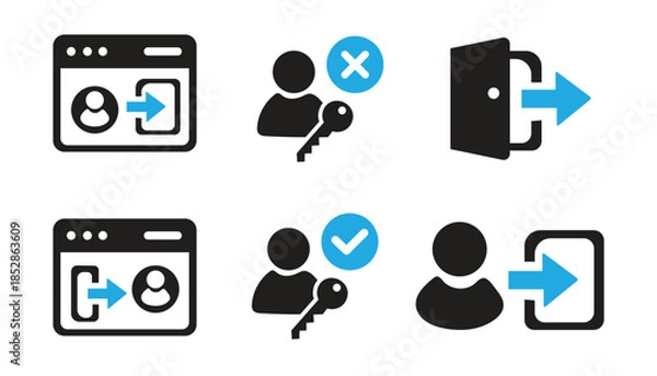 Obraz Login Logout Authentication User Access Security Icon Set Vector Illustration