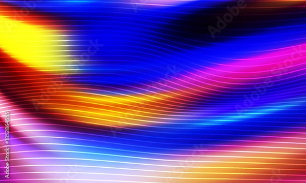 Obraz Abstract Neon Waves With Vibrant Gradient Lines For Dynamic Background Design