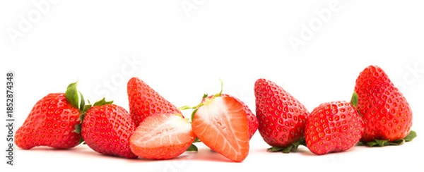 Obraz fresh appetizing strawberries on white background with a place for inscription