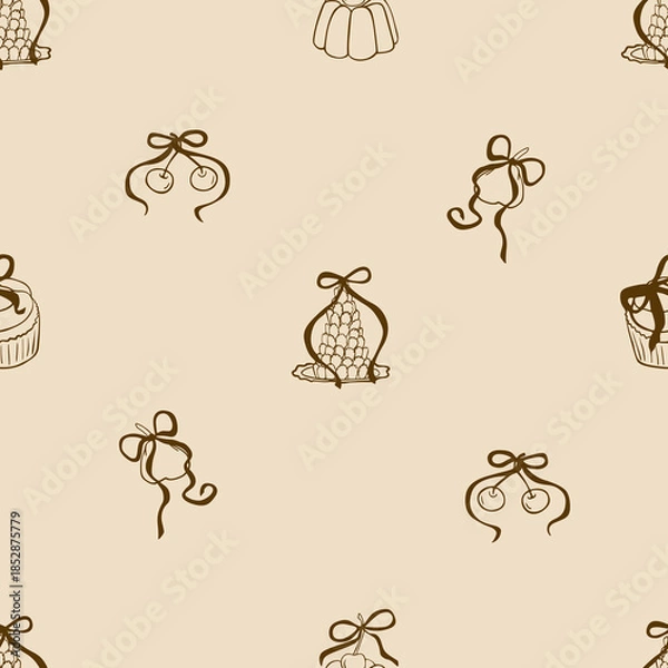 Obraz seamless pattern with Desserts and Cakes