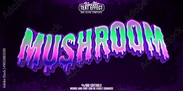 Obraz Mushroom editable text effect, customizable trippy and psychedelic 3d font style