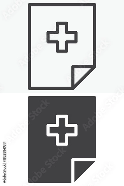 Fototapeta Add file line and solid vector icon set