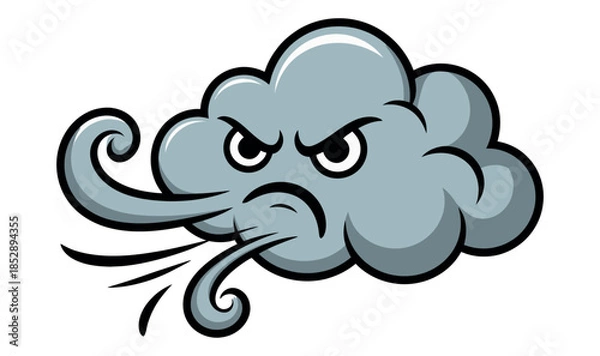 Obraz An angry cloud blows wind with a fierce expression