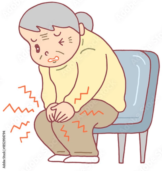 Obraz 病気・疾患のイラスト - 膝関節痛・膝関節炎・膝痛