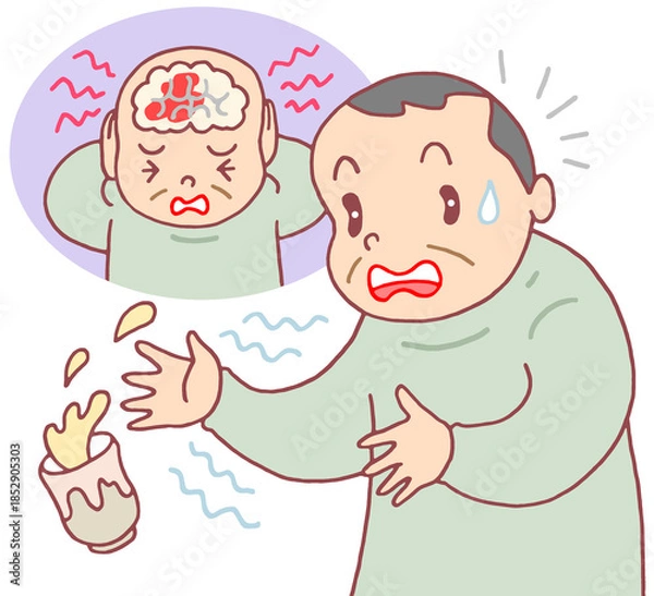 Obraz 病気・疾患のイラスト - 脳卒中・脳内出血・痺れ・麻痺