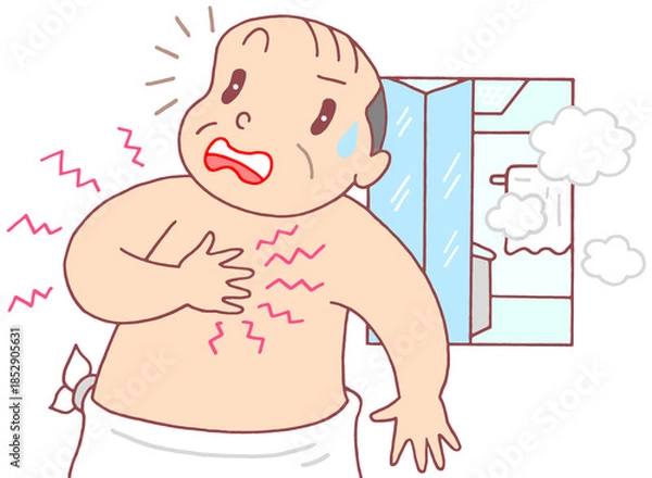 Obraz 病気・疾患のイラスト - ヒートショック・血圧変動・心筋梗塞