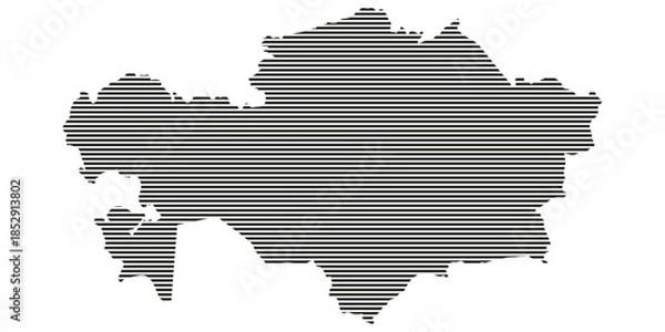 Obraz Kazakhstan country map striped lines pattern illustration