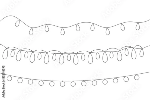 Obraz Three simple string light outlines on a white background