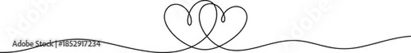 Obraz Simple continuous line artwork displays two vertically overlapping hearts on a pristine white surface