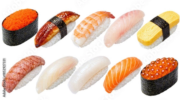 Obraz Assorted Nigiri Sushi Set Isolated