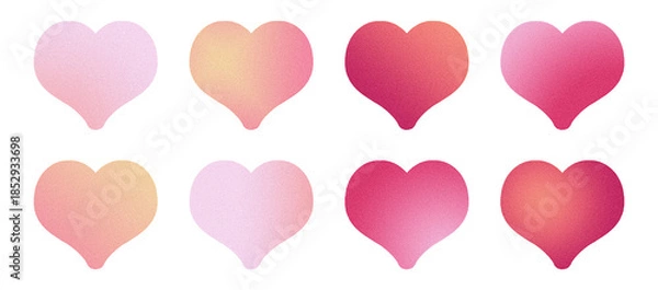 Obraz Red hearts set, cutout PNG peach pink magenta grainy gradient elements, vibrant stickers for digital  scrapbooking designs
