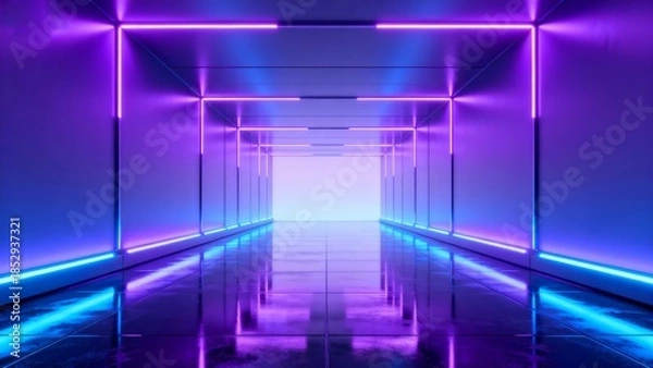 Obraz NeonCorridorPurpleBlueLights