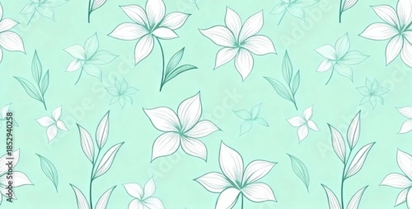 Obraz Green background with white flowers