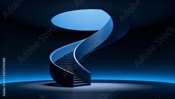 Obraz Spiral staircase in blue light