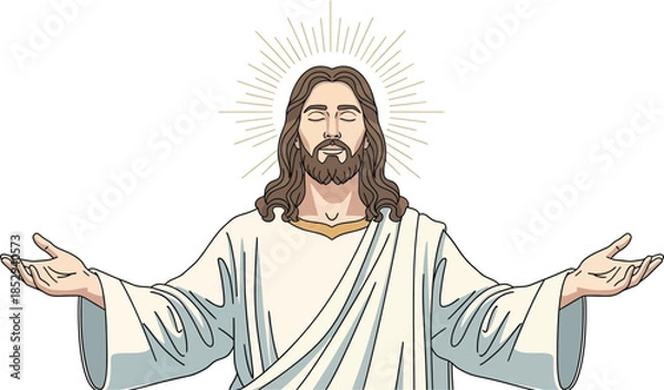 Obraz Jesus Christ with open arms and a halo of light around him