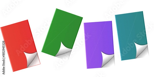 Obraz Four Colorful Vibrant Rectangular Notes with Peeling Corners Arranged in a Creative Floating Row Sequence