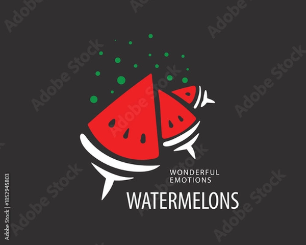Obraz Unusual vector watermelon logo hand-drawn