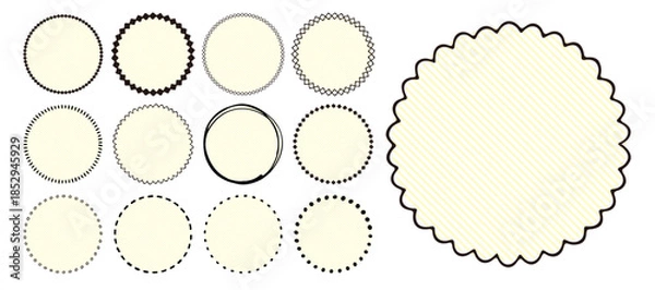 Obraz 手書きした丸いフレーム素材のセット