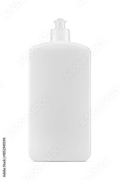Obraz Plastic square squeeze bottle with push pull cap isolated. Transparent PNG image.