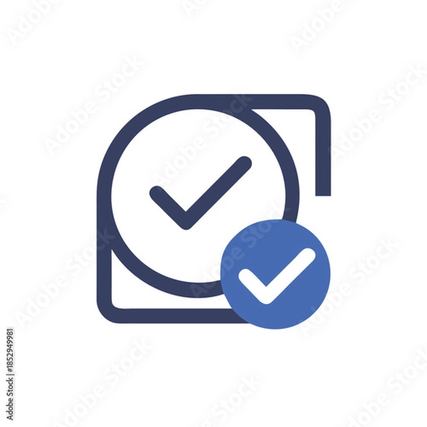 Fototapeta check mark icon on square internet button