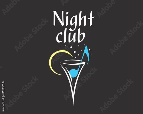 Obraz Vector hand-drawn logo for a nightclub