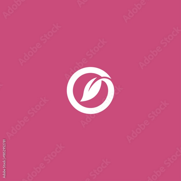 Obraz Letter O leaf logo icon flat vector design