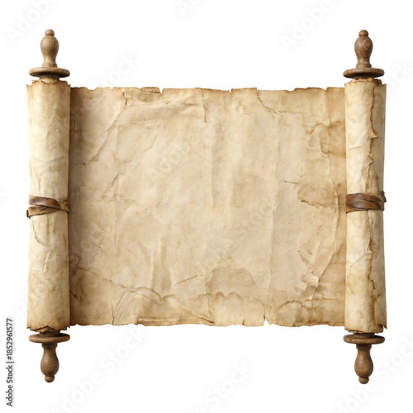 Obraz Old Parchment Scroll with Wooden Rollers