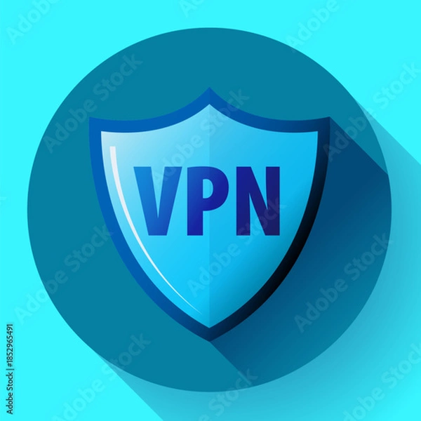 Obraz Internet security VPN concept icon with shield symbol, illustrating protected network access, encryption, and safe private browsing in a flat vector style