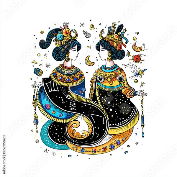 Obraz 双子座。星占い。星座。神話