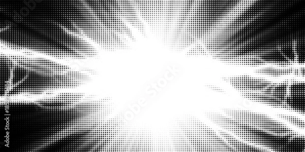 Fototapeta Halftone dots lightning explosion pop art comic background. Vector Illustration