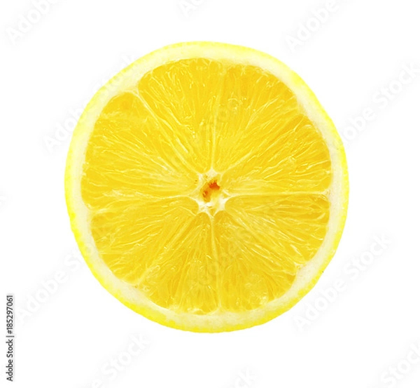 Fototapeta Slice of fresh ripe lemon on white background
