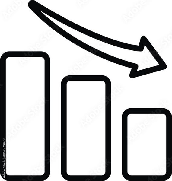 Obraz Bar chart icon with downward arrow