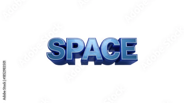 Obraz SPACE in blue 3D letters