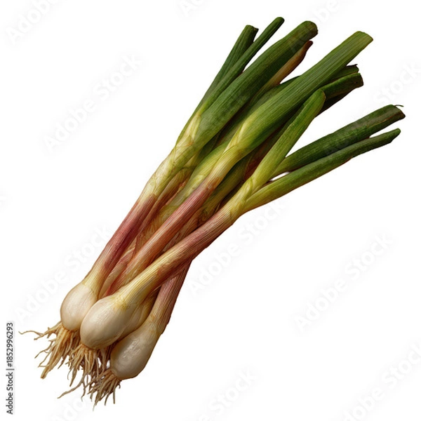 Obraz Fresh Spring Onions on Brown Background