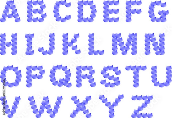 Obraz さりげなく可愛くておしゃれな猫顔シルエットで出来たアルファベット大文字A〜Zセット_青