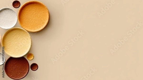 Fototapeta Minimal kindness poster, interconnected circles left edge, solid background