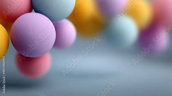 Fototapeta Gradient orbs floating left side, soft glow, 