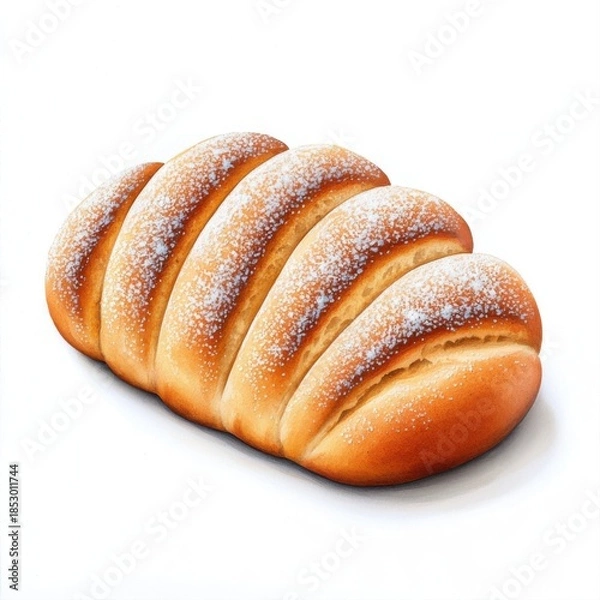 Obraz Freshly Baked Bread Loaf with Rustic Texture and Light Powdered Sugar Dusting