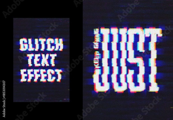 Obraz VHS Glitched Text Effect Mockup