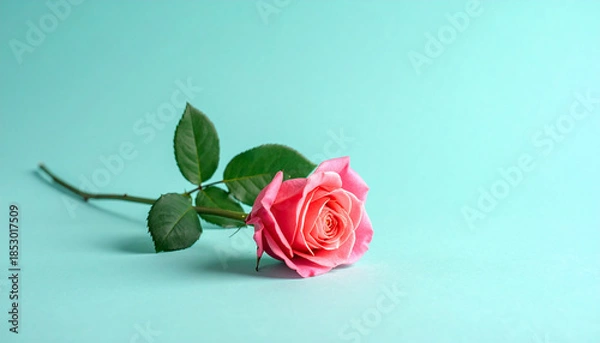 Obraz Pink Rose on Blue Background