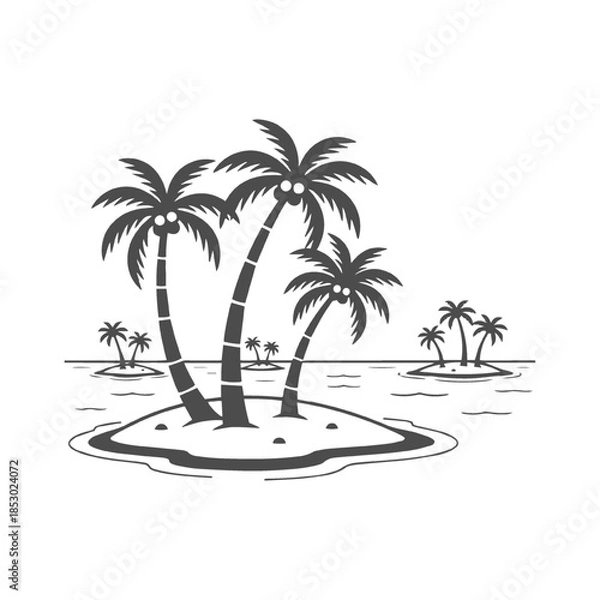 Obraz Tropical Island Landscape with Palm Trees