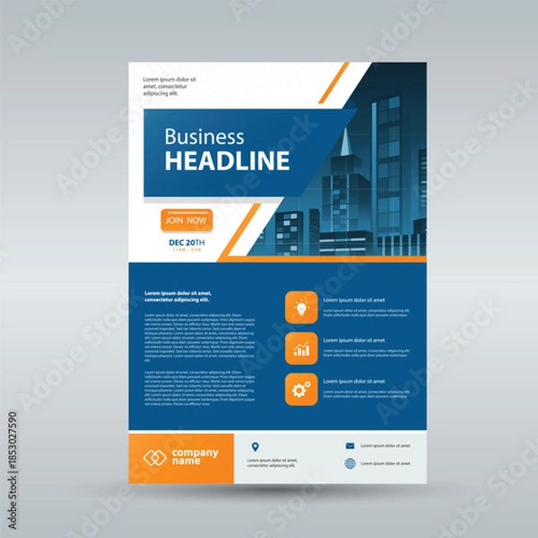 Obraz business flyer brochure design template. and single page layout design. A4 size scale and Easy for editing	
