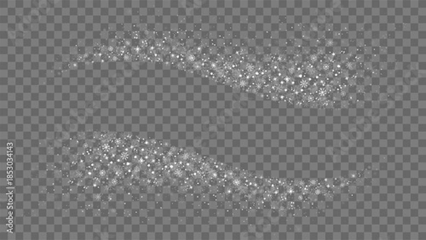 Obraz Winter snowflakes wave winter swirl banner with stars, snowflakes, snow and place for text