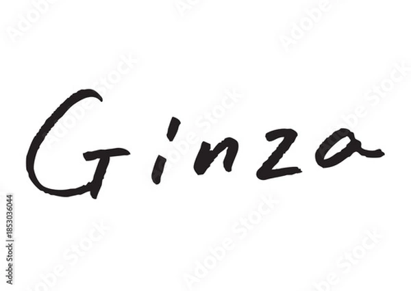 Obraz 手書き風筆記体で書かれた『Ginza』の英字デザイン文字｜銀座, 日本語表記, 英字, 筆記体, 手書き