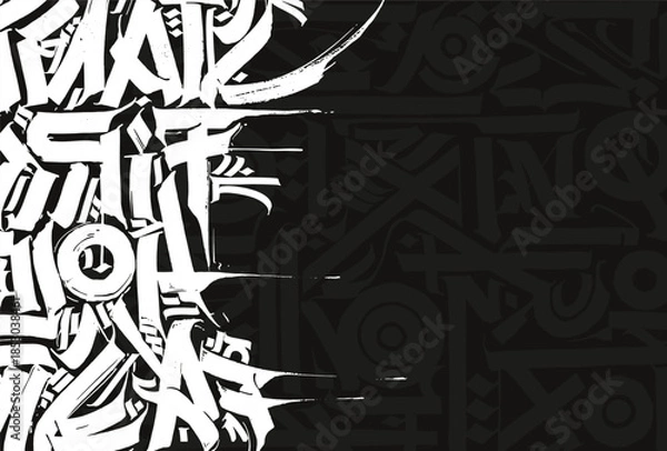 Obraz Calligraphy abstract lettering background, grunge design composition, print design.