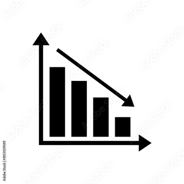 Fototapeta Down Graph Chart Icon – Declining Analytics Trend Symbol