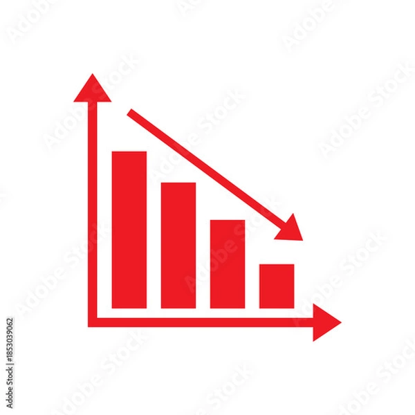 Fototapeta Down Graph Chart Icon – Declining Analytics Trend Symbol