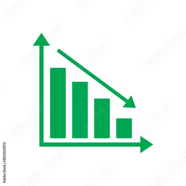 Fototapeta Down Graph Chart Icon – Declining Analytics Trend Symbol